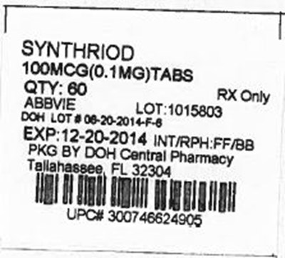 Label Image for 100ug - Synthroid 100mcg